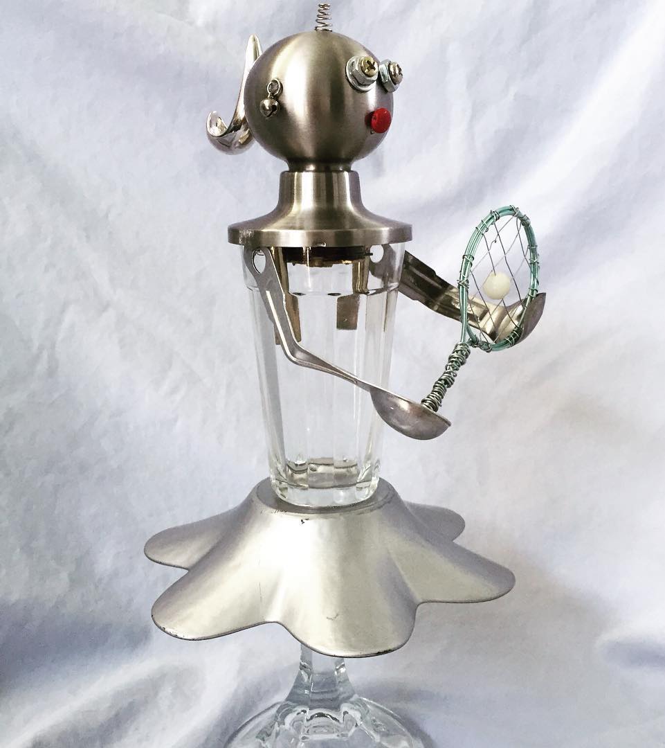 SteamPink Tennis Girl Robot